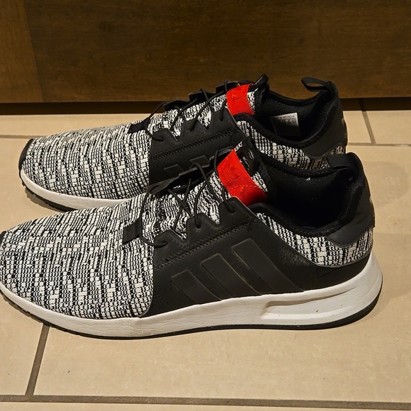 Adidas X PLR 10.5 Run Slip On Stretch Comfortable Black White Red Lightweight - Picture 7 of 11